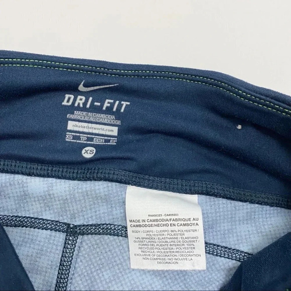 Nike Dri-Fit Crop Leggings Capri Printed Blue Athletic Activewear Sports Size XS - Picture 7 of 7